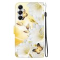 For Samsung Galaxy A05s Crystal Texture Colored Drawing Leather Phone Case(Gold Butterfly Epiphyllum