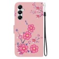 For Samsung Galaxy A05s Crystal Texture Colored Drawing Leather Phone Case(Cherry Blossoms)