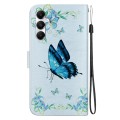 For Samsung Galaxy A05s Crystal Texture Colored Drawing Leather Phone Case(Blue Pansies)