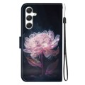 For Samsung Galaxy S24+ 5G Crystal Texture Colored Drawing Leather Phone Case(Purple Peony)