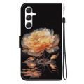 For Samsung Galaxy S24+ 5G Crystal Texture Colored Drawing Leather Phone Case(Gold Peony)
