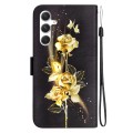 For Samsung Galaxy S24+ 5G Crystal Texture Colored Drawing Leather Phone Case(Gold Butterfly Rose)