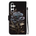 For Samsung Galaxy S24+ 5G Crystal Texture Colored Drawing Leather Phone Case(Black Rose)