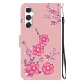 For Samsung Galaxy S24+ 5G Crystal Texture Colored Drawing Leather Phone Case(Cherry Blossoms)