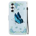 For Samsung Galaxy S24 5G Crystal Texture Colored Drawing Leather Phone Case(Blue Pansies)
