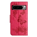 For Google Pixel 8 Butterfly Embossed Flip Leather Phone Case(Red)