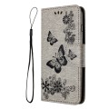 For Motorola Moto G54 Butterfly Embossed Flip Leather Phone Case(Grey)