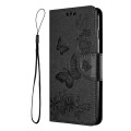 For Motorola Moto G54 Butterfly Embossed Flip Leather Phone Case(Black)
