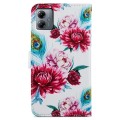 For Motorola Moto G14 Painted Pattern Horizontal Flip Leather Phone Case(Peacock Flower)