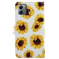 For Motorola Moto G14 Painted Pattern Horizontal Flip Leather Phone Case(Sunflower)