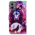 For Motorola Moto G84 Painted Pattern Horizontal Flip Leather Phone Case(Wolf Totem)