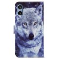 For Sony Xperia 5 V Painted Pattern Horizontal Flip Leather Phone Case(White Wolf)
