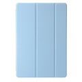 For Samsung Galaxy Tab S9 3-Fold Clear Acrylic Leather Tablet Case(Ice Blue)