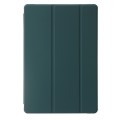 For Samsung Galaxy Tab S9+ 3-Fold Clear Acrylic Leather Tablet Case(Deep Green)