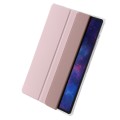 For Samsung Galaxy Tab S9+ 3-Fold Clear Acrylic Leather Tablet Case(Pink)