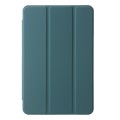 For Samsung Galaxy Tab A9 3-Fold Clear Acrylic Leather Tablet Case(Deep Green)