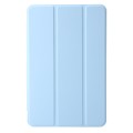 For Samsung Galaxy Tab A9 3-Fold Clear Acrylic Leather Tablet Case(Ice Blue)