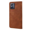 For Motorola Moto G54 Skin Feel Splicing Leather Phone Case(Brown)