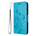 For Motorola Moto G54 Butterfly Flower Pattern Flip Leather Phone Case(Blue)