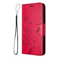 For Motorola Moto G54 Butterfly Flower Pattern Flip Leather Phone Case(Red)