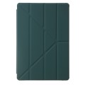 For Samsung Galaxy Tab S9 FE Clear Acrylic Deformation Leather Tablet Case(Deep Green)