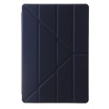 For Samsung Galaxy Tab S9 FE+ Clear Acrylic Deformation Leather Tablet Case(Dark Blue)