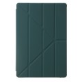 For Samsung Galaxy Tab S9 FE+ Clear Acrylic Deformation Leather Tablet Case(Deep Green)