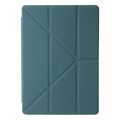 For Samsung Galaxy Tab A9 Clear Acrylic Deformation Leather Tablet Case(Deep Green)