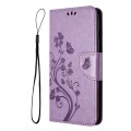 For Google Pixel 8 Butterfly Flower Pattern Flip Leather Phone Case(Light Purple)