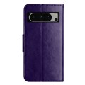 For Google Pixel 8 Pro Butterfly Flower Pattern Flip Leather Phone Case(Dark Purple)