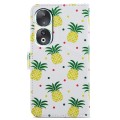 For Honor 90 Painted Pattern Horizontal Flip Leather Phone Case(Pineapple)