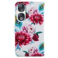 For Honor 90 Painted Pattern Horizontal Flip Leather Phone Case(Peacock Flower)