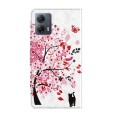 For Motorola Moto G14 3D Painting Pattern Flip Leather Phone Case(Cat Under The Tree)