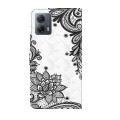 For Motorola Moto G14 3D Painting Pattern Flip Leather Phone Case(Diagonal Black Flower)