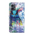 For Motorola Moto G54 3D Painting Pattern Flip Leather Phone Case(Watercolor Owl)