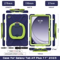For Samsung Galaxy Tab A9+ Silicone Hybrid PC Tablet Case with Holder & Shoulder Strap(Navy Blue + L