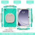 For Samsung Galaxy Tab A9+ Silicone Hybrid PC Tablet Case with Holder & Shoulder Strap(Mint Green)