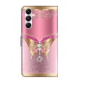 For Samsung Galaxy A05s Crystal 3D Shockproof Protective Leather Phone Case(Pink Bottom Butterfly)