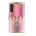 For Samsung Galaxy A15 Crystal 3D Shockproof Protective Leather Phone Case(Pink Bottom Butterfly)