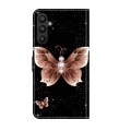 For Samsung Galaxy A15 Crystal 3D Shockproof Protective Leather Phone Case(Pink Diamond Butterfly)