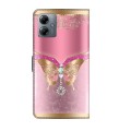 For Motorola Moto G14 Crystal 3D Shockproof Protective Leather Phone Case(Pink Bottom Butterfly)