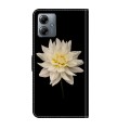 For Motorola Moto G14 Crystal 3D Shockproof Protective Leather Phone Case(White Flower)