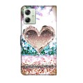 For Motorola Moto G54 Crystal 3D Shockproof Protective Leather Phone Case(Pink Diamond Heart)