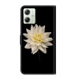 For Motorola Moto G54 Crystal 3D Shockproof Protective Leather Phone Case(White Flower)
