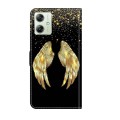 For Motorola Moto G54 Crystal 3D Shockproof Protective Leather Phone Case(Golden Wings)