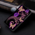 For Motorola Moto G24 Crystal 3D Shockproof Protective Leather Phone Case(Purple Flower Butterfly)
