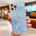 For iPhone 15 Plus Starry Sequin Crystal Butterflies Epoxy TPU Phone Case(Blue)