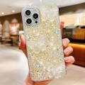 For iPhone 15 Starry Sequin Crystal Butterflies Epoxy TPU Phone Case(Yellow)