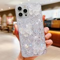 For iPhone 13 Pro Max Starry Sequin Crystal Butterflies Epoxy TPU Phone Case(Silver)