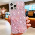 For iPhone 12 Pro Max Starry Sequin Crystal Butterflies Epoxy TPU Phone Case(Pink)